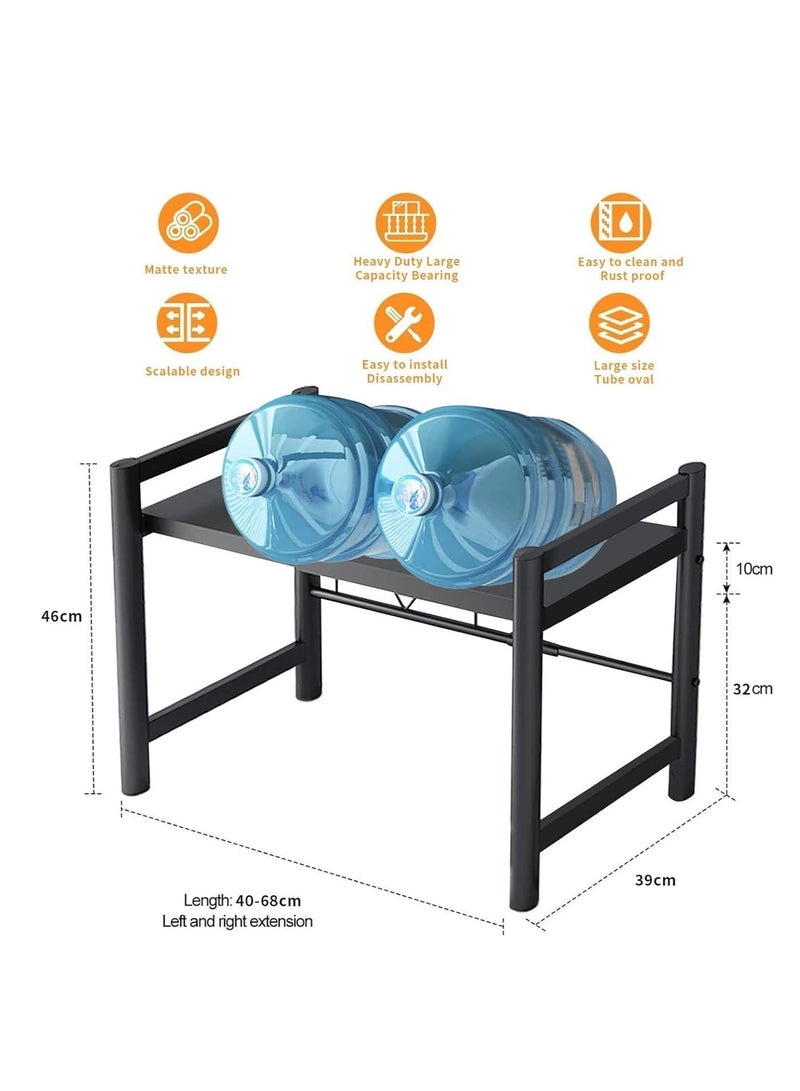 Yoawllty Microwave Oven Rack, Table Top Kitchen Rack, Toaster Shelf with 6 Hooks Heavy Duty Stand, 55lbs Weight Capacity (Black) - Image 5